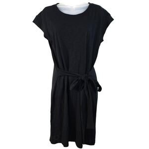J Crew T Shirt Dress Women's S Black Slub Jersey Belted Summer Beachy Casual